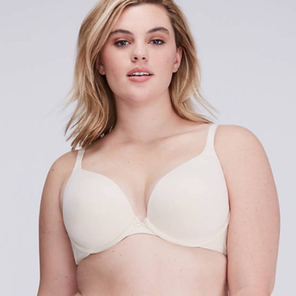 Cacique Cotton Boost Plunge Bra Beige 36D